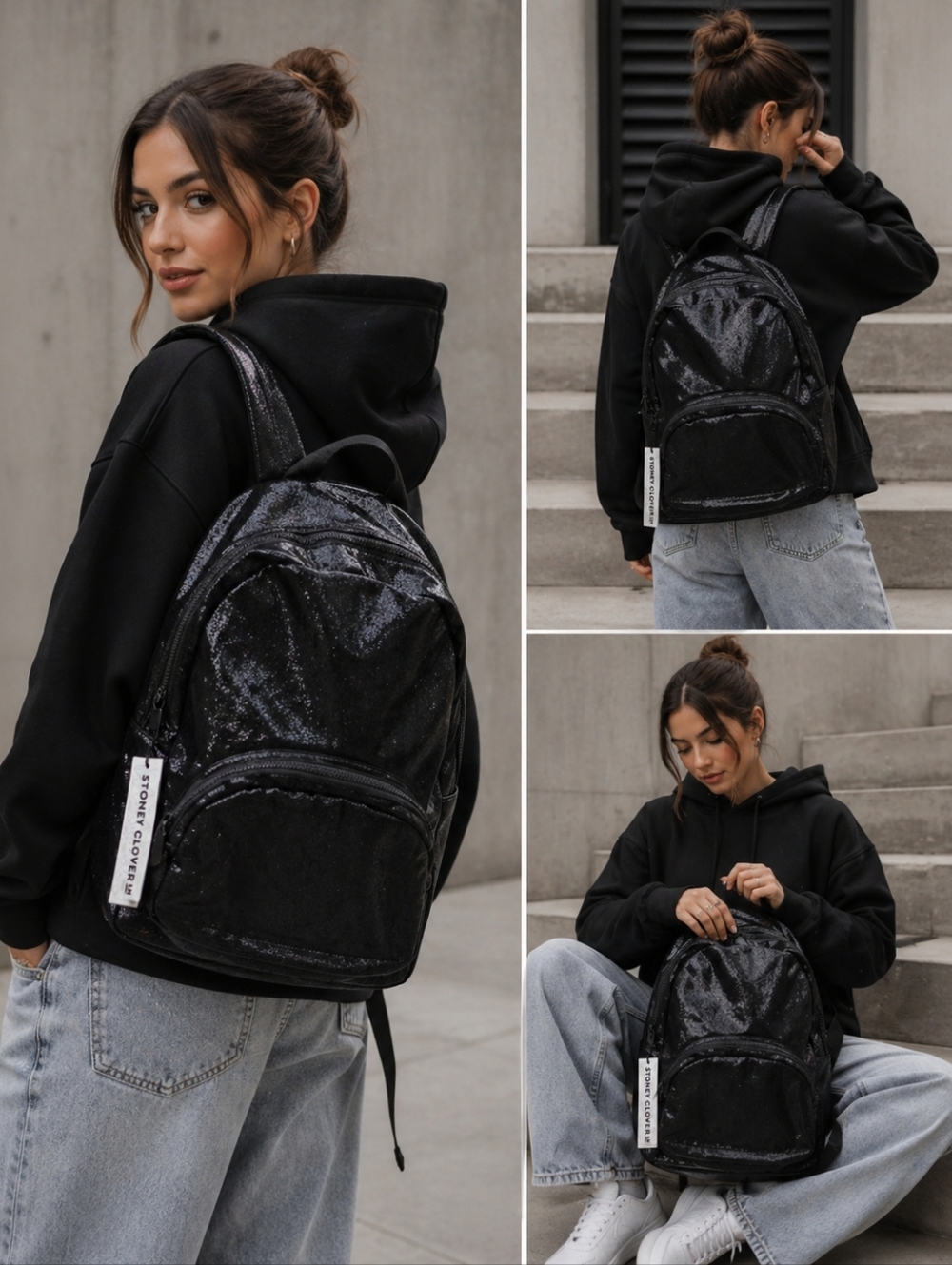 Stoney Clover LN Classic Velour Backpack in Black